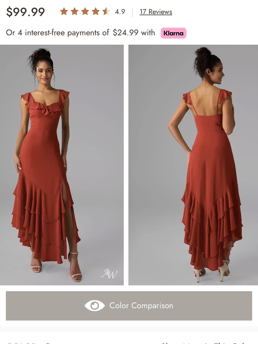 Asymmetrical Ruffle Maxi Dress in Terracotta